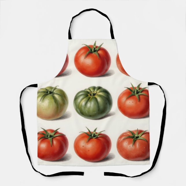 Delantal Variedad de Tomate Antiguo Botánico Grid  (Anverso)