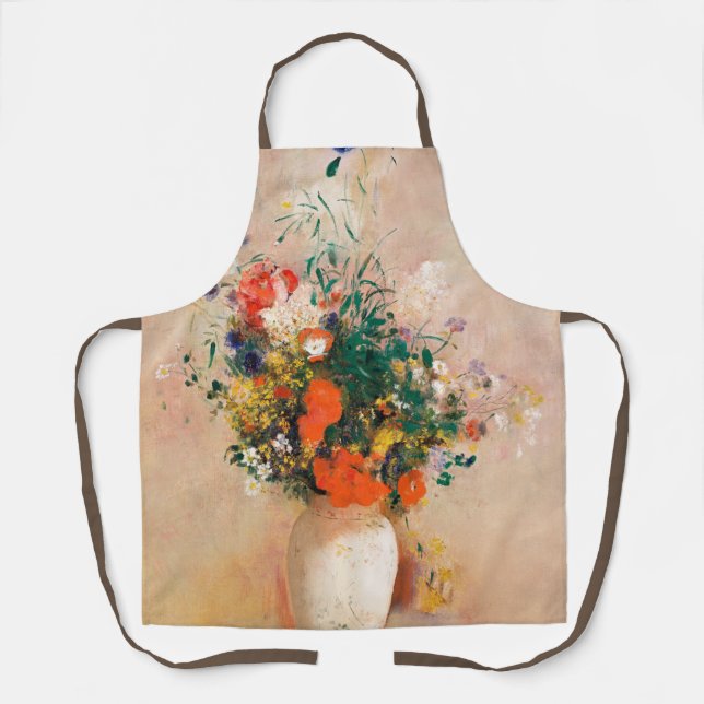 Delantal Vase de flores por Redon Post-Impresionista (Anverso)
