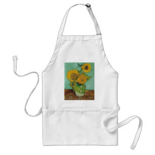 Delantal Vase with three sunflowers, Vincent van Gogh