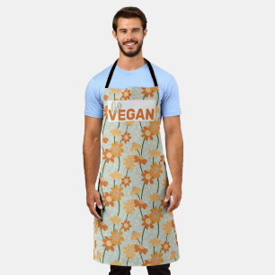 Delantal ¡Vayan a la vegana! Flores retro de los años 70 ap