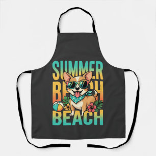 Delantal Vector de vacaciones de perro en la playa de veran