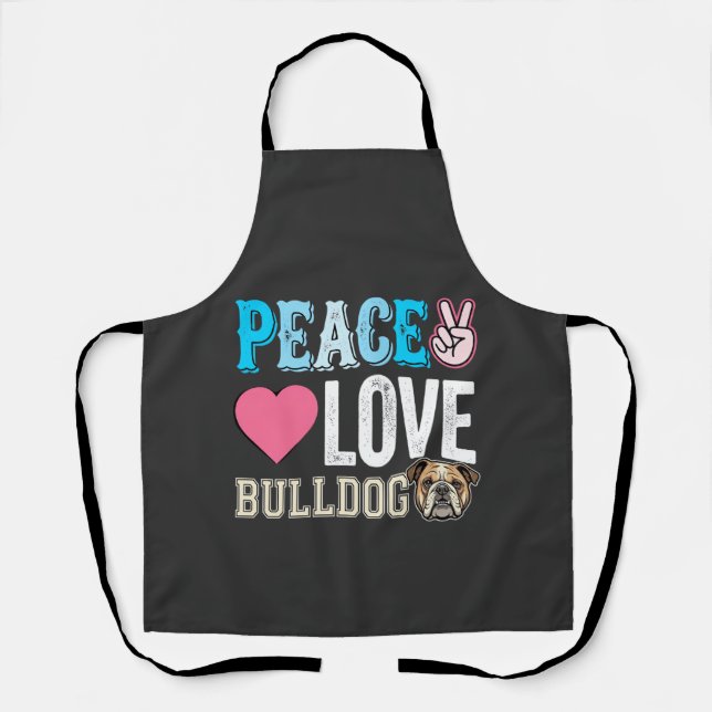 Delantal Vector Perro Bulldog Paz Amor (Anverso)