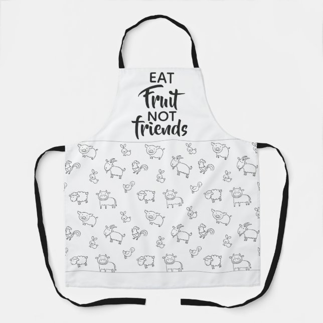Delantal Vegan a comer fruta no amigos lindos animales pers (Anverso)
