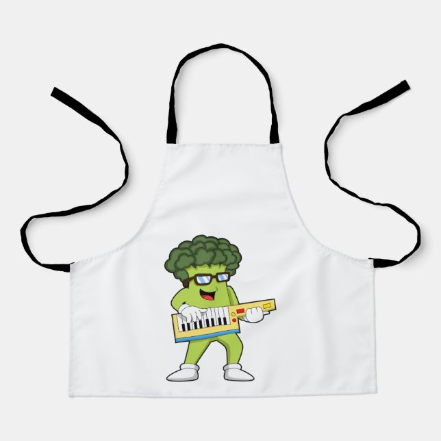 Delantal Vegan Broccoli en Music with Guitar (Anverso)