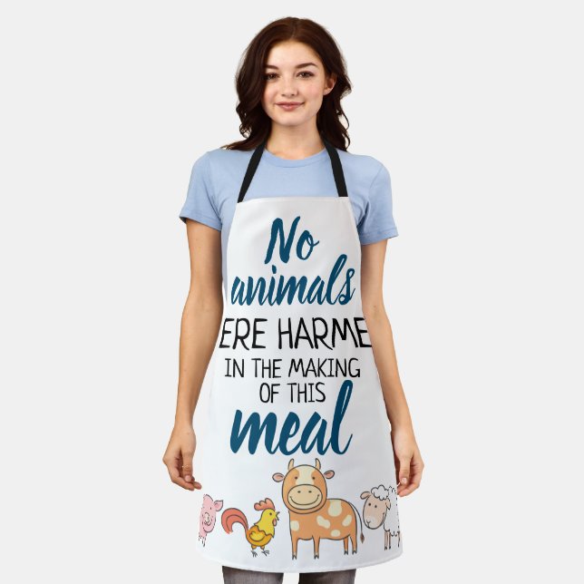 Delantal Vegan No se dañaron animales lindos personalizados (Gastado)