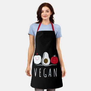 Delantal Vegan Typography Tomate Aguacate Apple Black