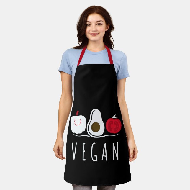 Delantal Vegan Typography Tomate Aguacate Apple Black (Gastado)