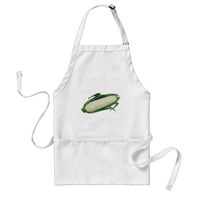 Delantal Vegetales de comida vintage maíz blanco en la mazo (Frente)