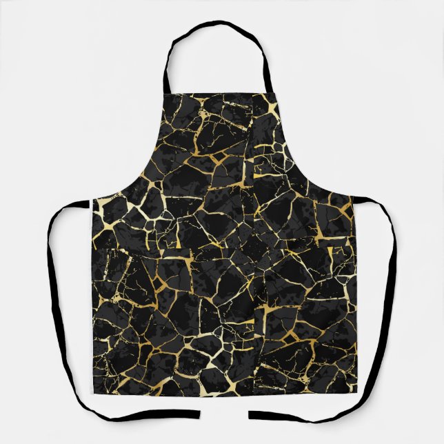 Delantal Vena de oro Kintsugi negro (Anverso)