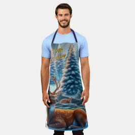 Delantal Venado de invierno en Navidades de nieve en todo e