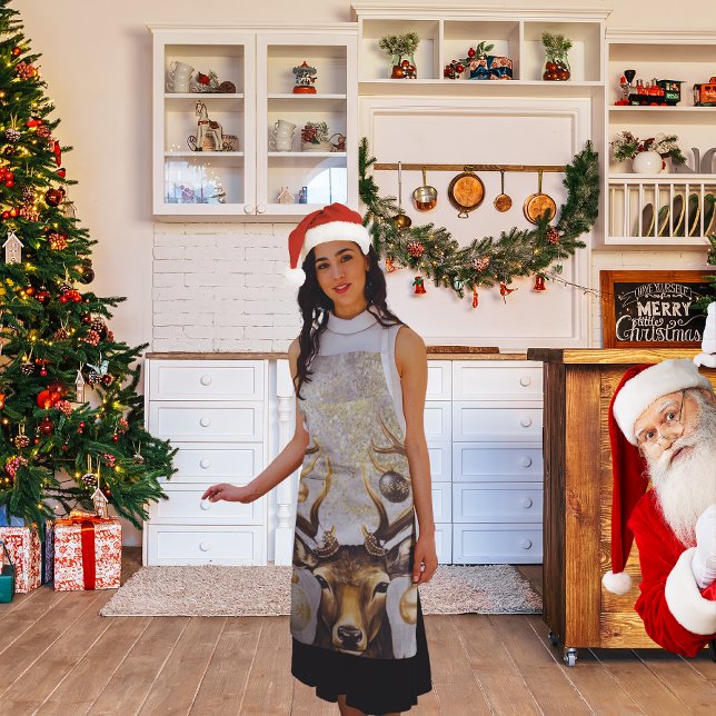 Delantal Venado de Navidades de invierno - Apron de impresi (Whether you are cooking at home, hosting a summer BBQ, or in the kitchen, do so in style)