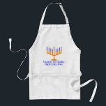 Delantal Venido en bebé, encienda mi fuego<br><div class="desc">Celebre Jánuca en estilo chistoso este año con este diseño divertido del judaísmo "venido en bebé,  encienda mi fuego!" Ofrece un menorah encendido.</div>