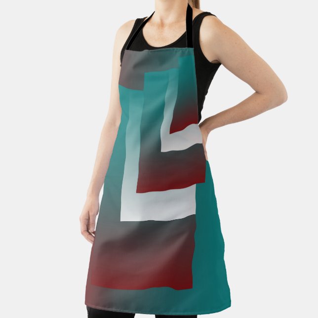 Delantal Ventanas en blanco burdeos verde azulado (in situ)