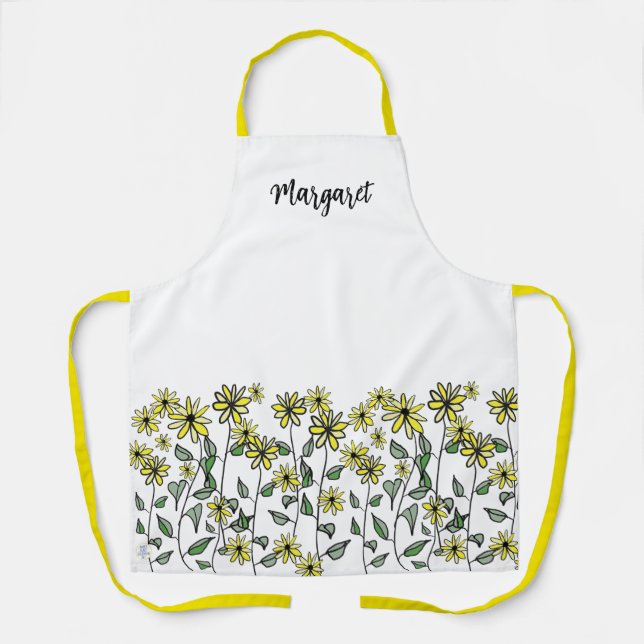 Delantal Verano Retro Daisy Wildflowers Boho de mano (Anverso)