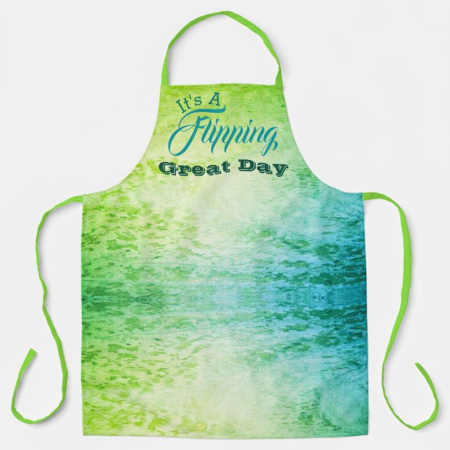 Delantal Verde animado y turquesa (Anverso)