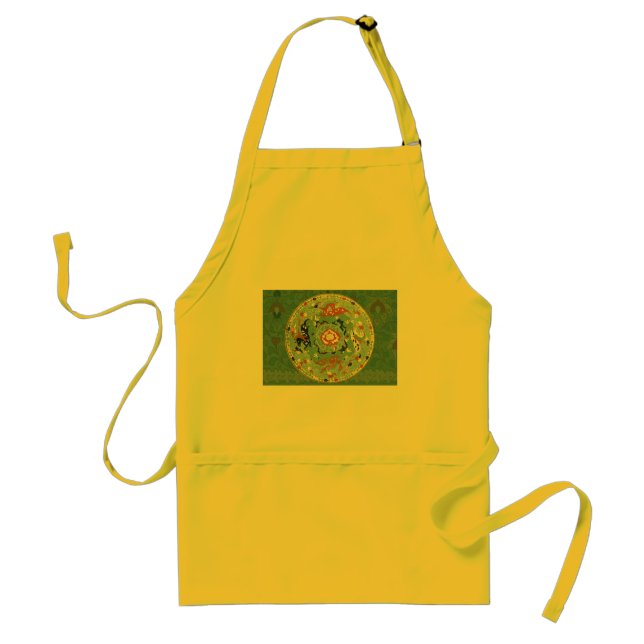 Delantal Verde azul del circulo chino antiguo (Frente)