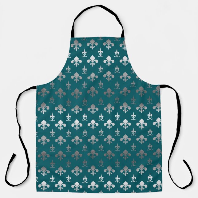 Delantal Verde azulado Fleur-di-li Apron (Anverso)