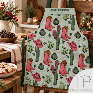Delantal verde bosque Navidad Western Howdy
