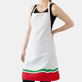 Delantal Verde brillante Divertido Rojo Hem Carreras Rayas 