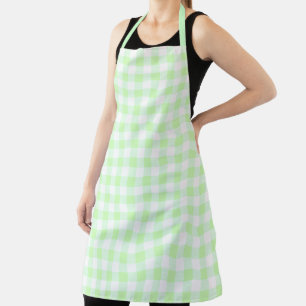 Delantal Verde claro del patrón de comprobación de Gingham