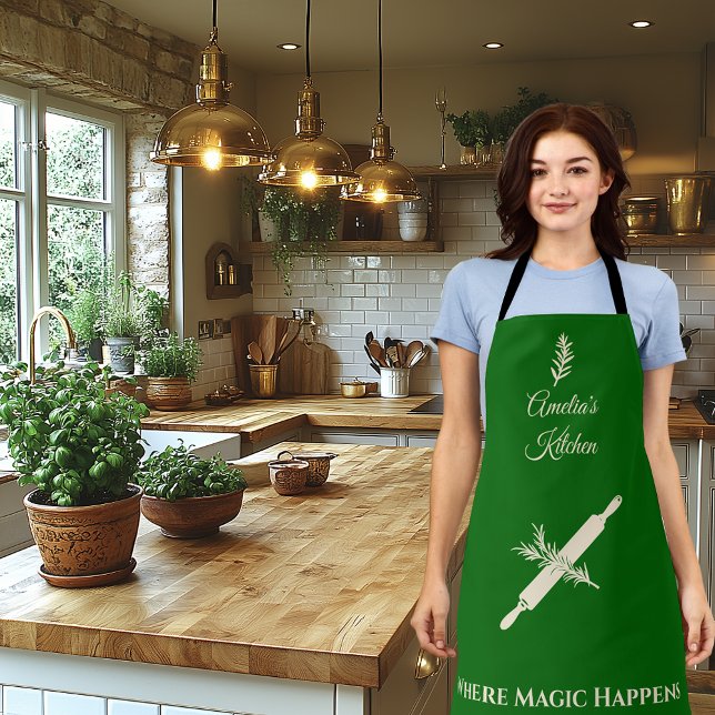 Delantal Verde Esmeralda con hierba de estaño de oro de cha (Subido por el creador)