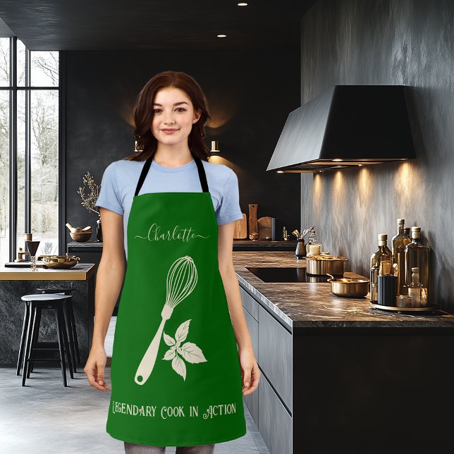 Delantal Verde Esmeralda con Whisk y hierba de oro de Champ (Subido por el creador)