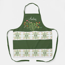 Delantal Verde Oscuro Con Diseño Floral