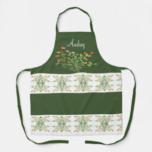 Delantal Verde Oscuro Con Diseño Floral