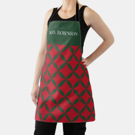 Delantal Verde Rojo Siglo Festividad Moderna Retro Atómico
