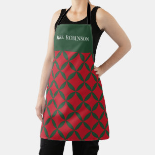 Delantal Verde Rojo Siglo Festividad Moderna Retro Atómico