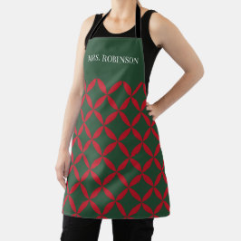 Delantal Verde Rojo Siglo Festividad Moderna Retro Atómico