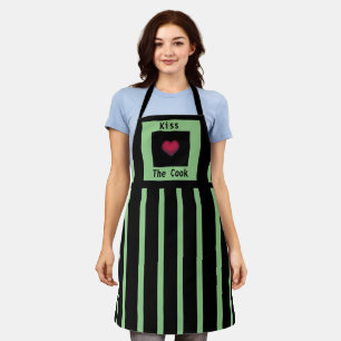 Delantal Verde y Negro Besa al Cocinero (Mediano)