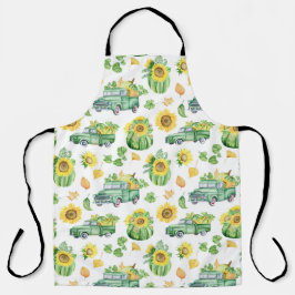 Delantal verduras otoñales y camiones vintage