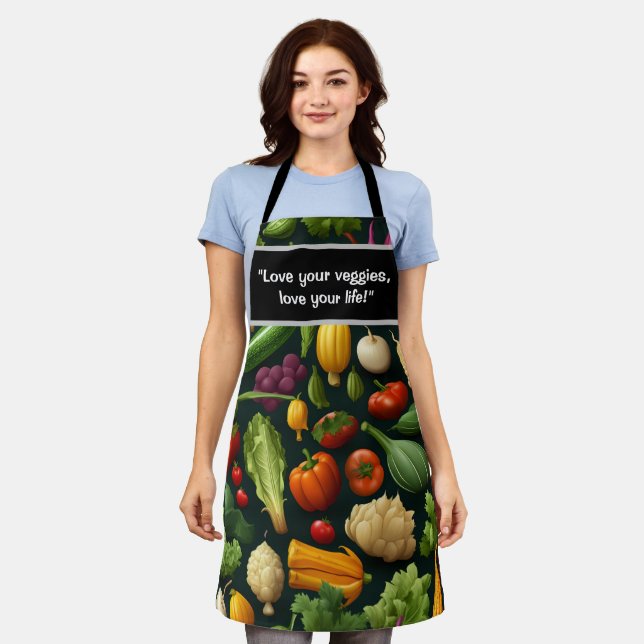 Delantal Verduras por todas partes para el chef en la cocin (Gastado)