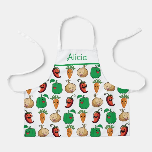Delantal Verduras sonrientes (Anverso)
