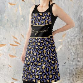 Delantal Veri Peri Purple Black Leopard Print con nombre