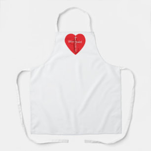 Delantal Versículo Bíblico de Sanación Corazón Rojo Cruz Si