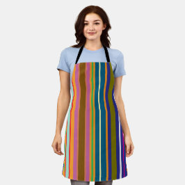 Delantal Vertical Retro Stripes Colorful Apron