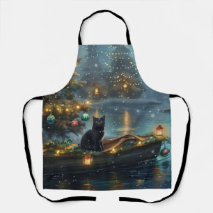 Delantal Viaje Festivo de Navidad del Gato Negro