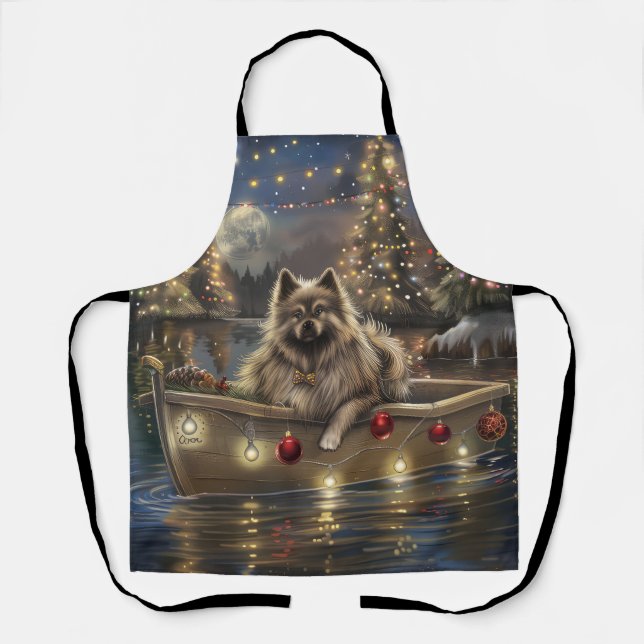 Delantal Viaje Festivo de Navidad Keeshond (Anverso)