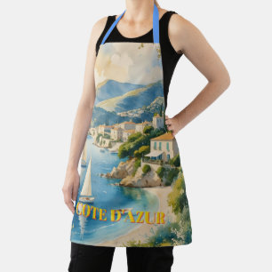 Delantal Viaje francés estilo vintage Cote D'Azur