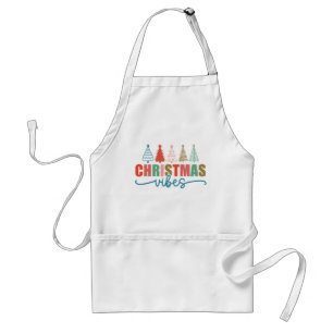Delantal Vibes de navidades - Diseño de árboles de vacacion
