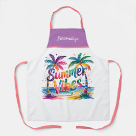 Delantal Vibes de verano vibrantes palmeras océano personal
