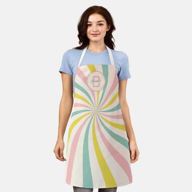 Delantal 'Vibes Lollypop', monograma retro (Gastado)
