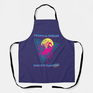 Delantal Vibraciones de Synthwave Atardecer Flamenco Retro