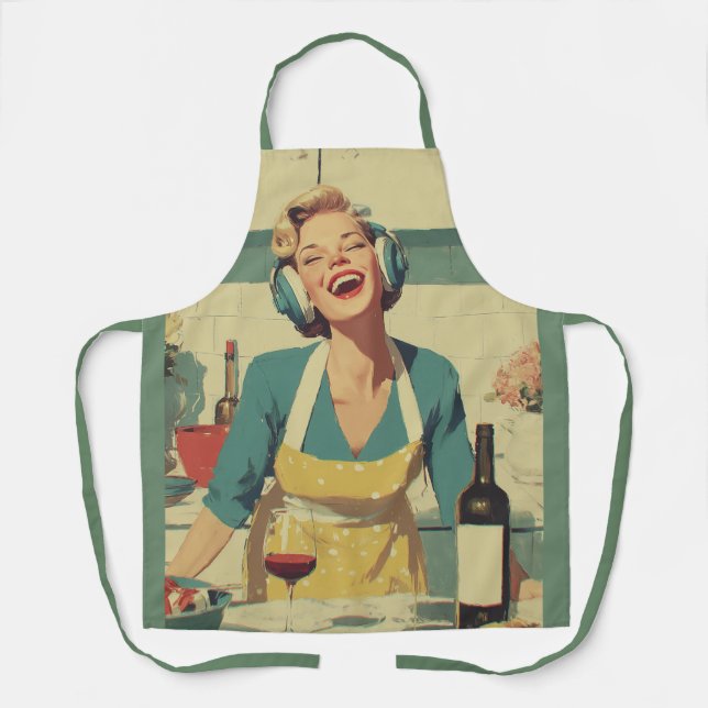 Delantal Vibraciones Felices de Cocina Retro (Anverso)
