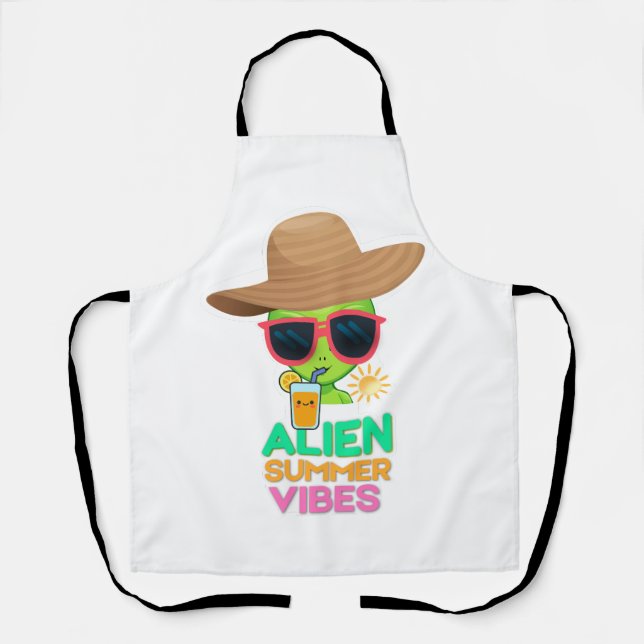 Delantal Vibraciones Retro de Verano de Playa Alien (Anverso)