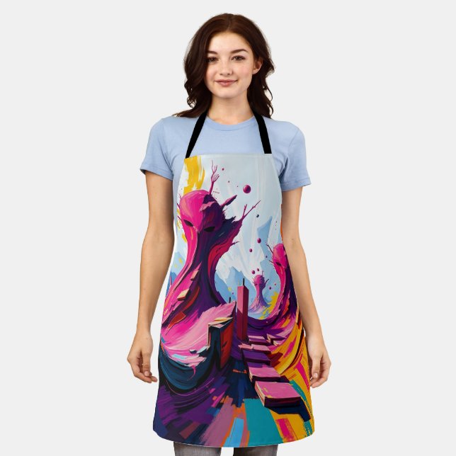 Delantal Vibrant Abstract Fantasy Landscape (Gastado)
