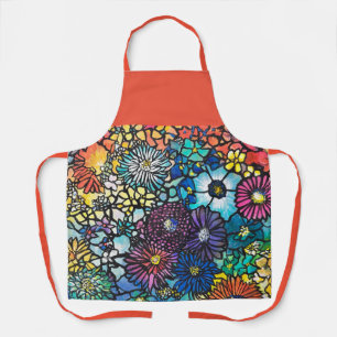Delantal Vibrant Floral Bouquet Apron