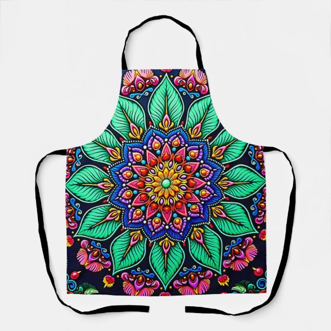 Delantal Vibrant Floral Mandala Art (Anverso)